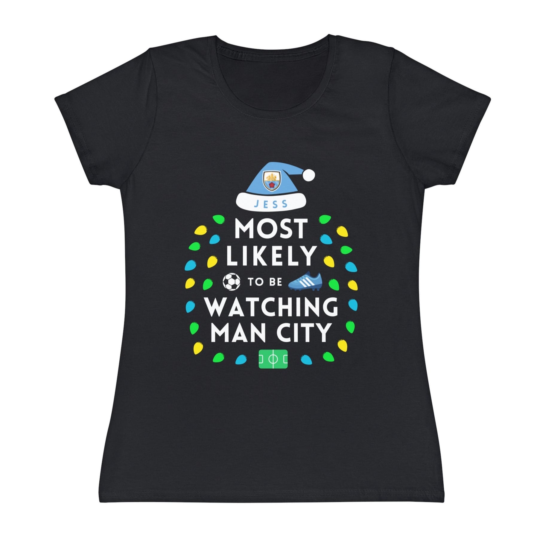 Most Likely To Be Watching Man City Ladies Personalised Christmas T-Shirt