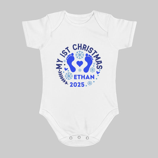 My First Christmas Boys Personalised Baby Vest