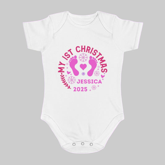 Girls My First Christmas Personalised Baby Vest