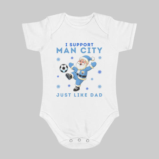 I Support Man City Just Like Dad Baby Christmas Vest