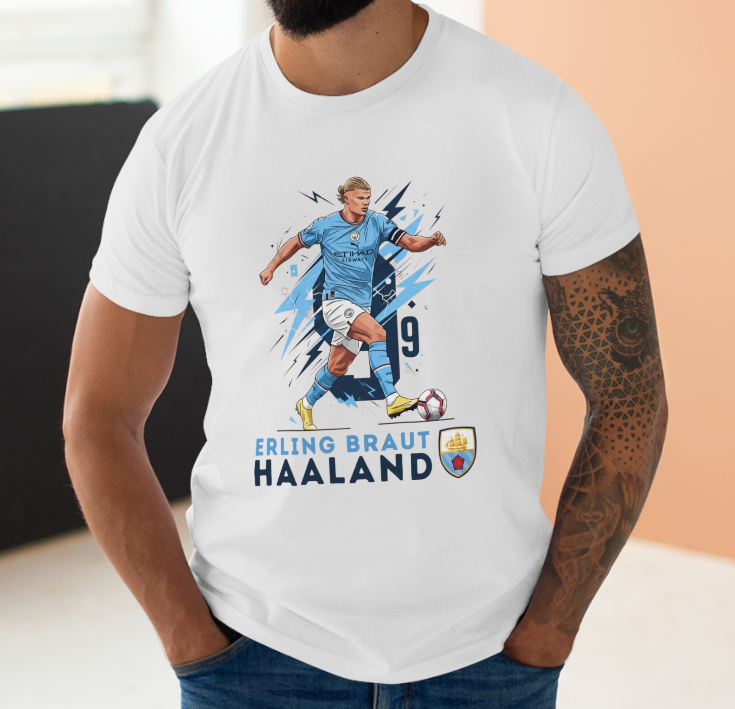 Man City - Erling Braut Haaland 9- Mens T-Shirt