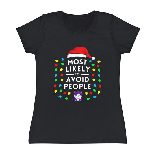 Most Likely To Avoid People Ladies Christmas T-Shirt