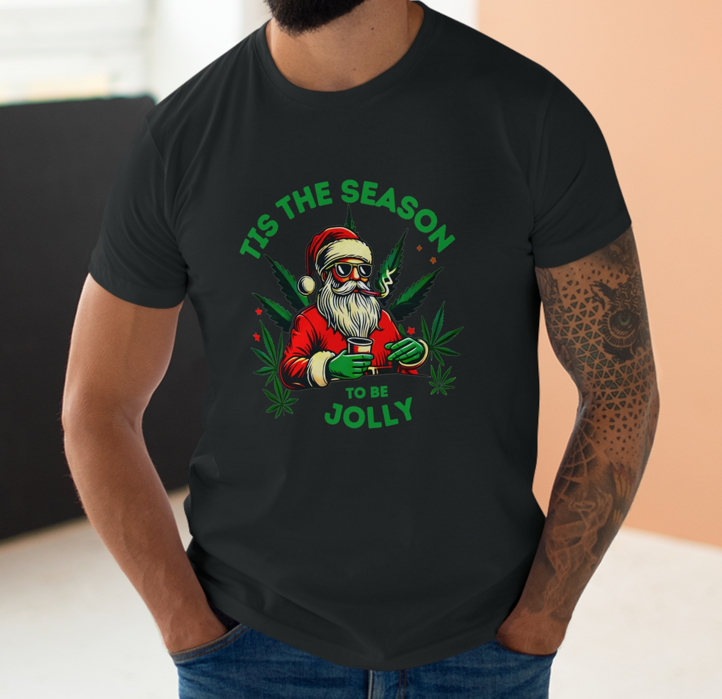 Tis The Season To Be Jolly Ganja Weed Christmas T-Shirt