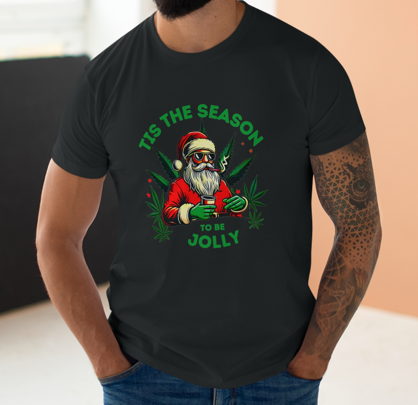 Tis The Season To Be Jolly Ganja Weed Christmas T-Shirt