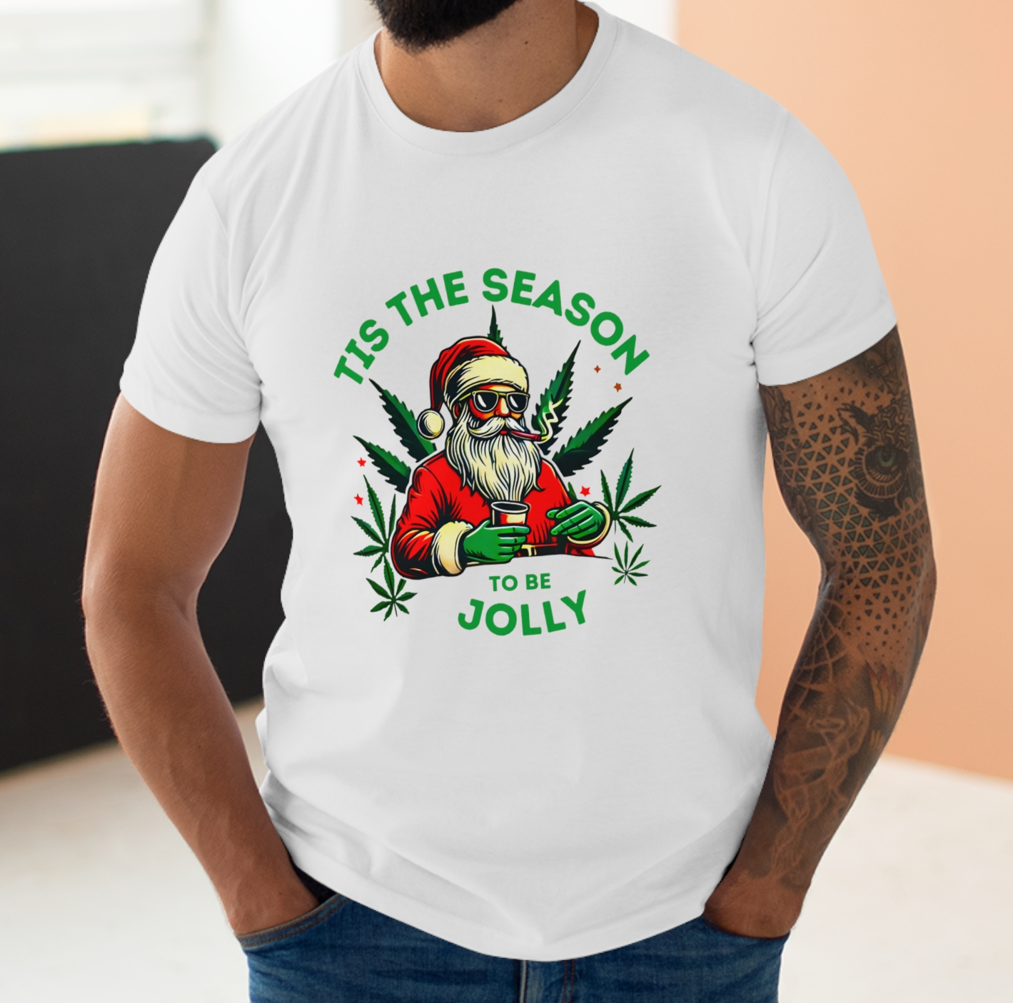 Tis The Season To Be Jolly Ganja Weed Christmas T-Shirt