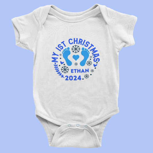 My First Christmas Personalised Baby Vest