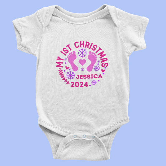 My First Christmas Personalised Baby Vest
