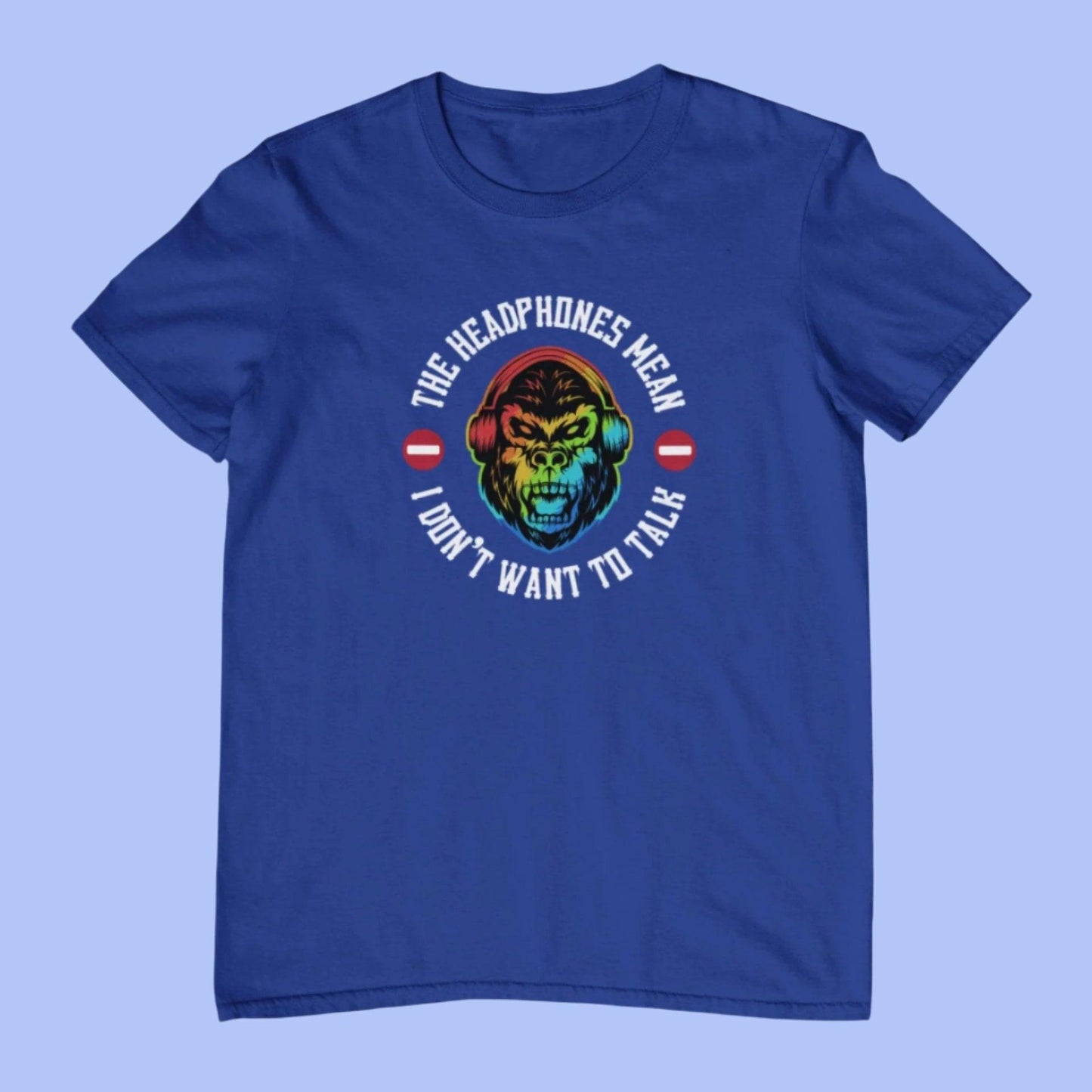 Royal Blue Headphones Introvert T-Shirt Mens
