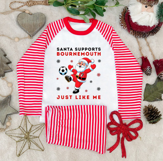 Santa Supports Bournemouth Kids Christmas Pyjamas