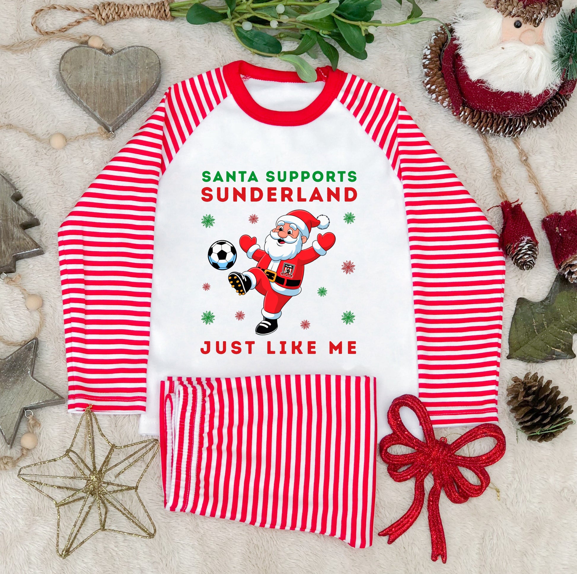 Santa Supports Sunderland Kids Christmas Pyjamas