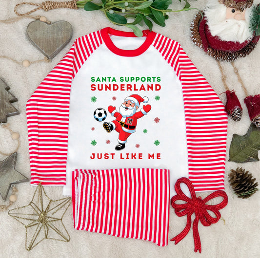 Santa Supports Sunderland Kids Christmas Pyjamas