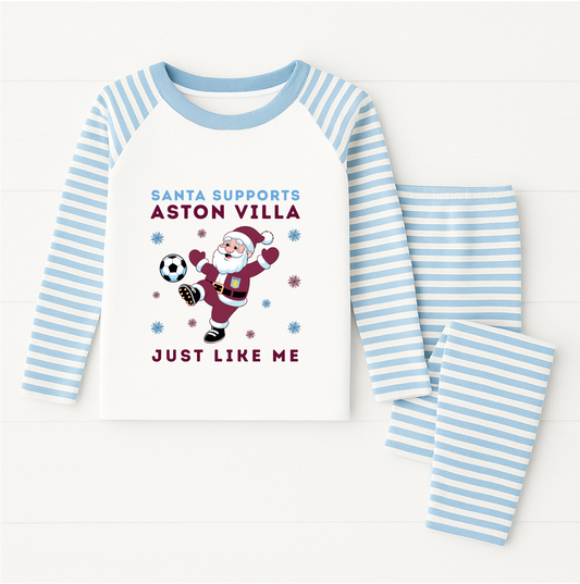 Santa Supports Aston Villa Kids Pyjamas