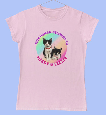 This Human Belongs To Personalised Cat Mum T-Shirt