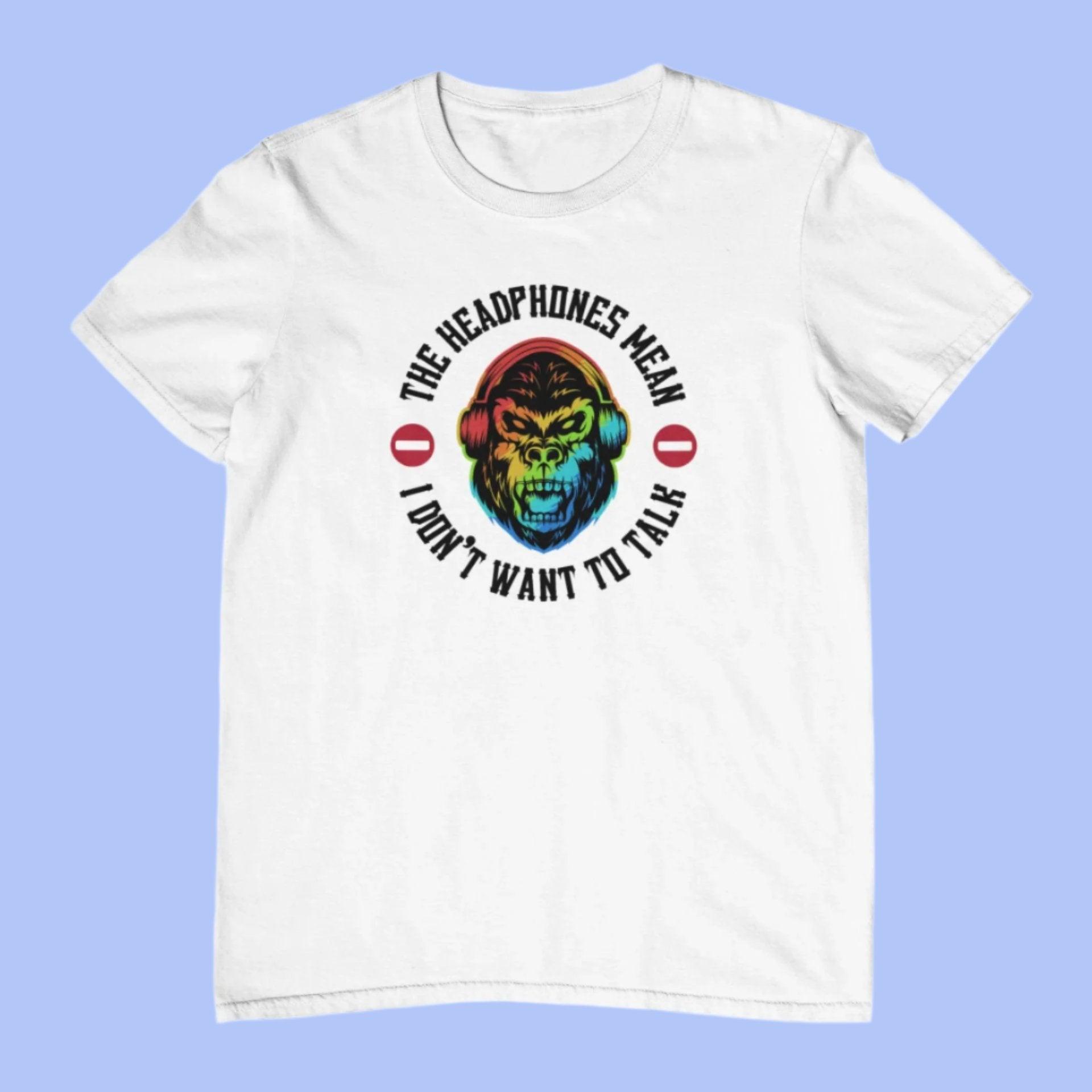 White Headphones Introvert T-Shirt Mens