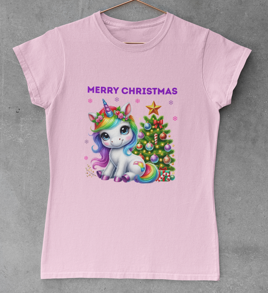 Ladies Christmas Unicorn T-Shirt