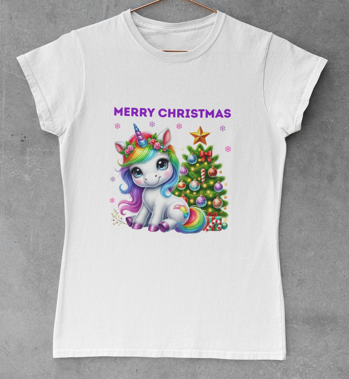 Ladies Christmas Unicorn T-Shirt
